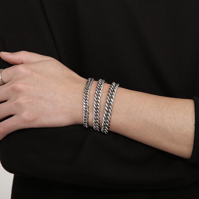 Unisex Cuban Cut Edge Titanium Steel Bracelet - Simple Whip Chain Fashion Jewelry