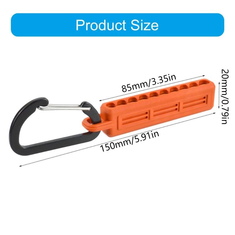 10 Slot Screwdriver Bit Holders With Carabiner Clip For Portable Tool Organization Sturdy Silicone Construction