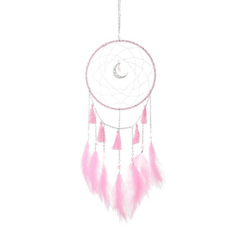 Elegant Feather Wind Chime with Dream Catcher Net, LED Pendants - Creative Handmade Gift for Her"