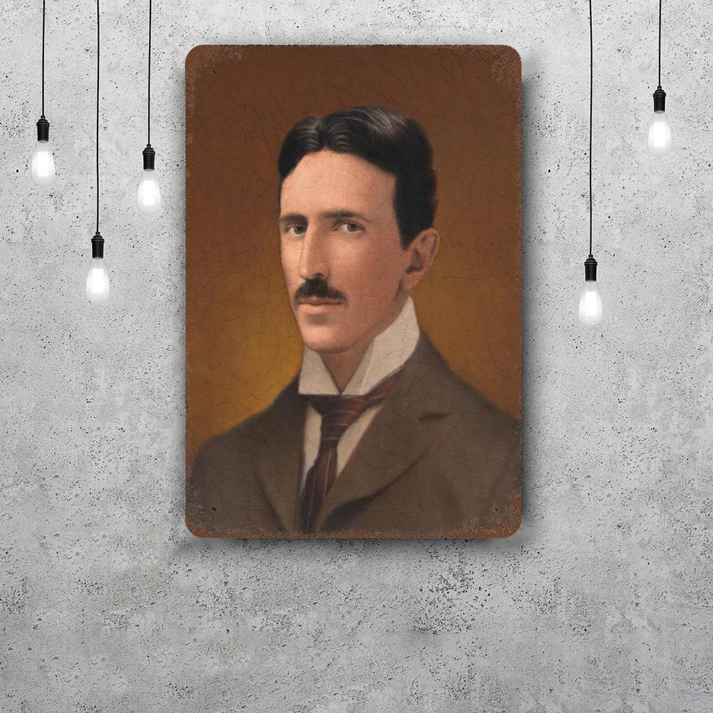 Nikola Tesla Vintage Tin Sign Home Decor Wall Decor Art Wall Mural Room Decoration Decor Retro Metal Sign Plate Bar Posters