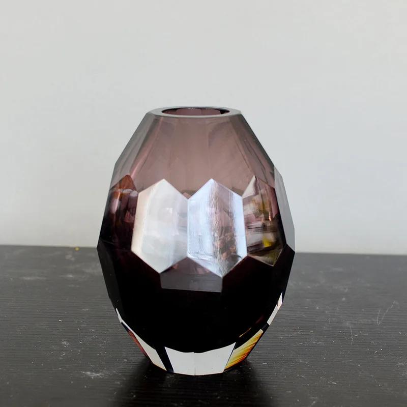 

Многоугольная ваза из утолщенного стекла, гидропонные сосуды, цветочные композиции, гостиная, искусственный кристалл, декоративные поделки, ваза фиолетовый