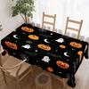 Halloween Rectangle Table Cloth Ghost Pumpkin Bat Spider Web Crescent Moon Table Cover for Indoor Outdoor Halloween Party Decor