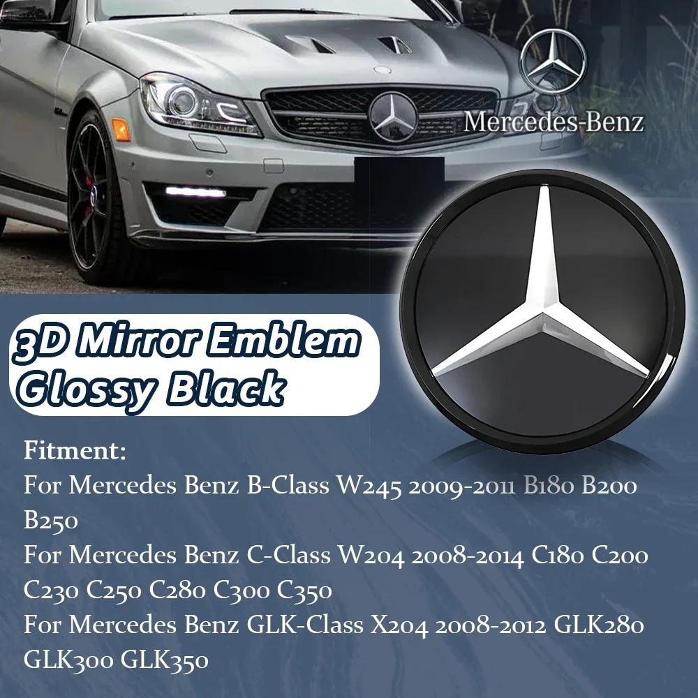 Für Mercedes Benz W245 B200 B250 W204 C300 C250 C350 GLK X204 GLK300 GLK350 Glänzend Schwarz Neuestes 3D Stern Emblem Logo Schwarzer Rand