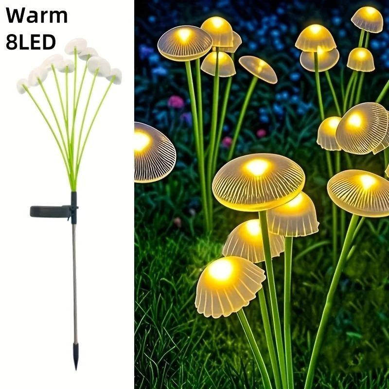 Solar Garden Lights Dual Mode LED Solar Mushroom Lights Waterproof Decor Yard Patio Pathway Jellyfish for Garden Ambiance