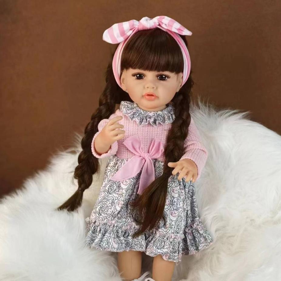 

Кукла Reborn для девочек, длинные волосы, детские игрушки, полный силиконовый винил, 55 см, модель Bebe Reborn, модные подарки, игрушка KEIUMI 22 inch about 55 cm