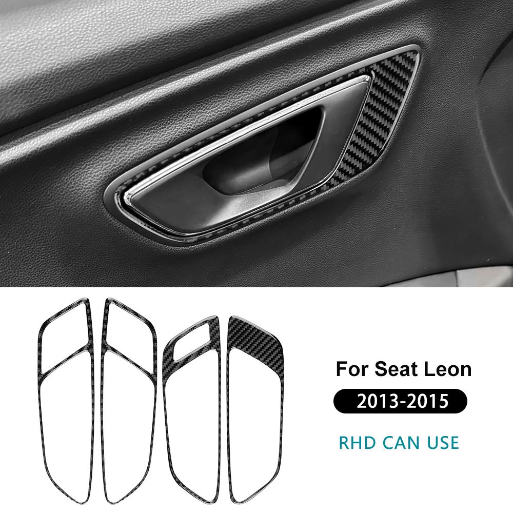Real Soft Carbon Fiber Sticker For Seat Leon MK3 2013 2014 2015 LHD RHD Car Door Handle Panel Trim