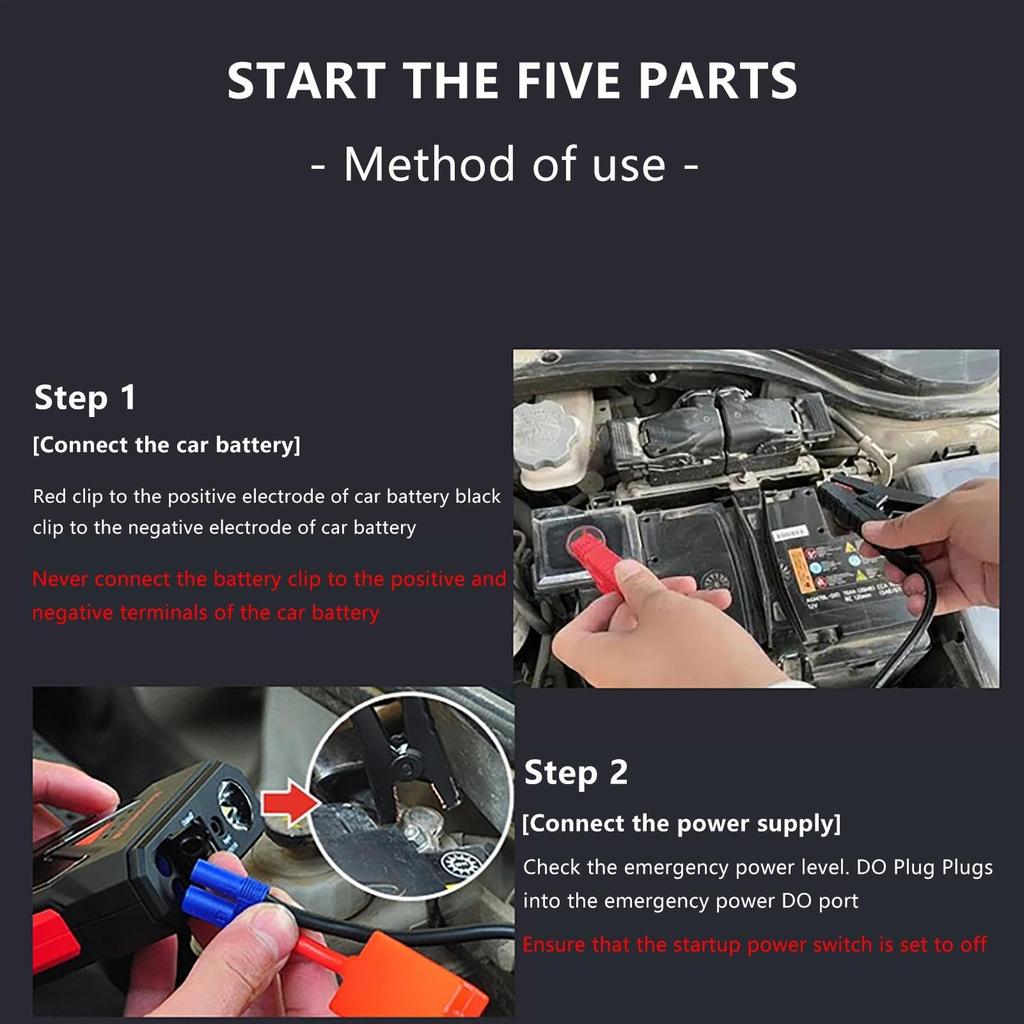CAR BOOSTER - Portable Booster Cable, Emergency Jump Starter Pack, EC5 Plug