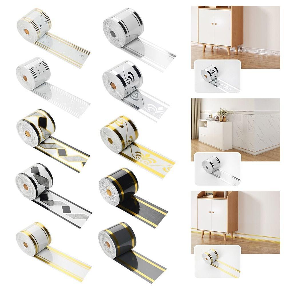 Thickened Self-Adhesive Skirting Board Waterproof Anti-Collision Decorative Baseboard Marble Pattern PVC
