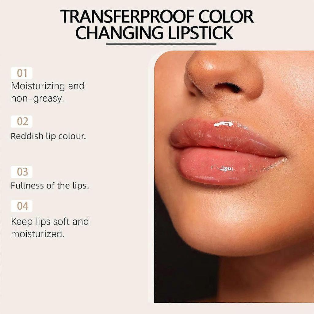 Rossetto che cambia colore, Lucidalabbra idratante a lunga tenuta anti-trasferimento, Rossetto con brillantezza cristallo dorato, 1 pezzo