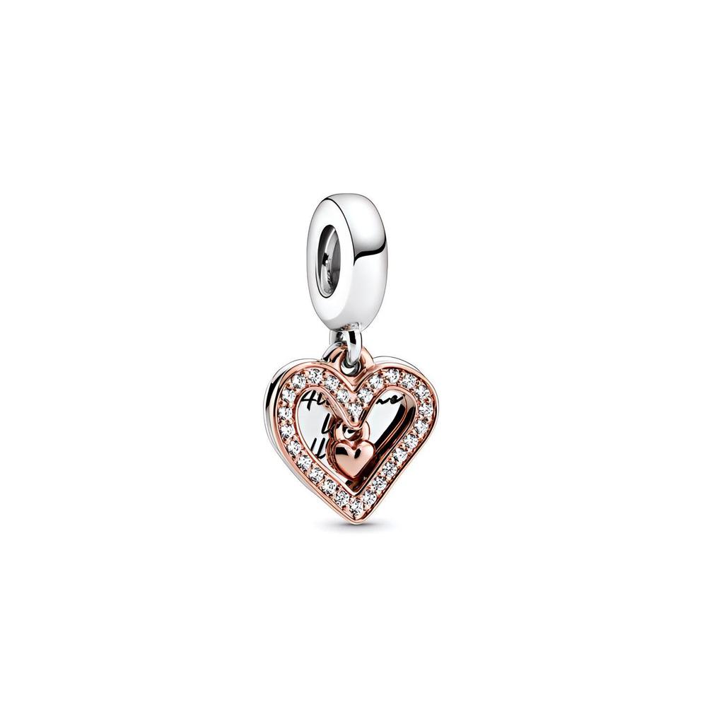 Pandora Rose Gold Plated Heart Pendant Women Jewelry Silver 788693C01