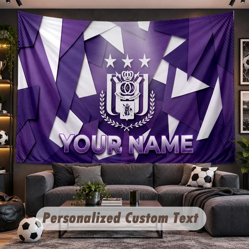 Anderlecht FC Logo Personalized Tapestry Support Custom Name, Wall Art Home Decoration