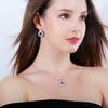 Sapphire Drop Stud Earrings Necklace Set, Slightly Inlaid Zircon Hollow Pear-Shaped Chain Set.