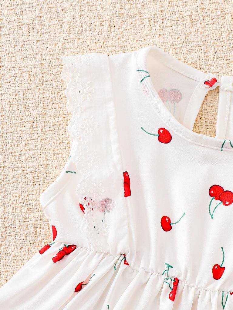 Baby Girl Floral Lace Short Sleeve Outfit Set