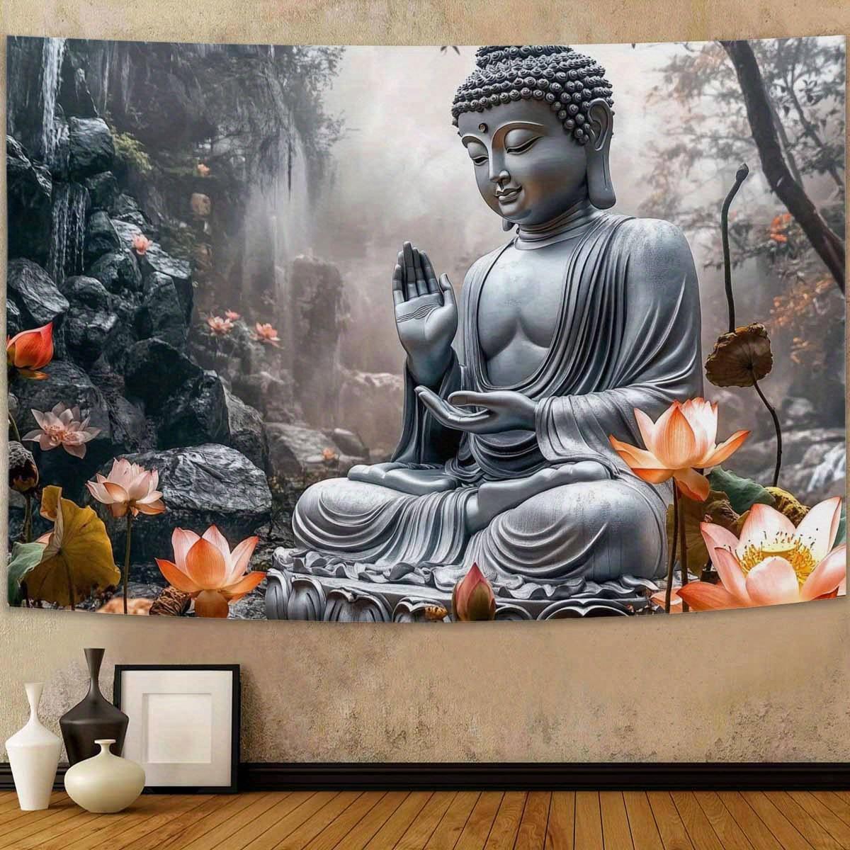 

Lotus Buddha Glory Pattern Tapestry 2D Elegant Peach Skin Tapestries Versatile Decorative Decor Tapestries Ideal for Bedro 74x94cm(29x37in)