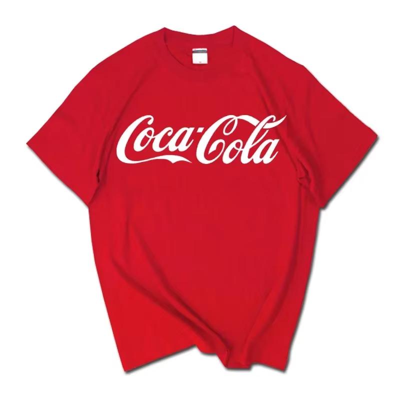 T-shirt Classica con Stampa Logo Cocacola Unisex Unisex Casual Larga Cotone Manica Corta Maglietta Retrò Streetwear Top Unisex