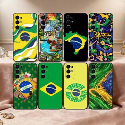 Étui de téléphone Drapeau du Brésil B-Brazil Pour Samsung S25,S24,S21,S22,S23,S30,Ultra,S20,Plus,Fe,Housse Noire en Silicone Souple