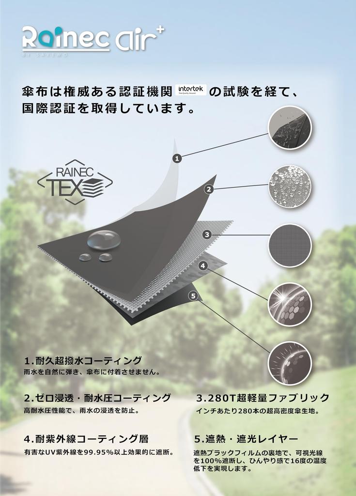 SAVEWO Rainec Folding Umbrella Diameter for Sun and Carbon Fiber Windproof UV Storage Pouch Suitable for and Available In 3 Colors Air Air+