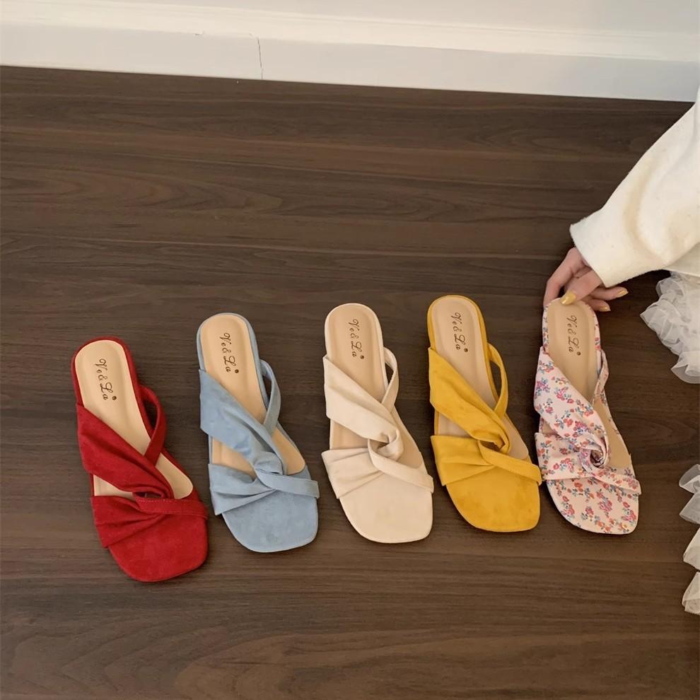 Spring and summer slope heel cool slippers open-toed sandals women's shoes summer beach shoes French small sandals high heels