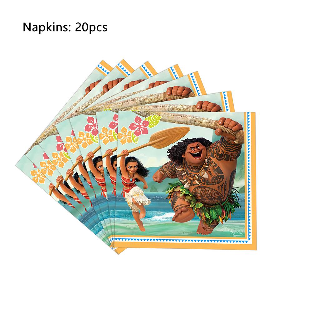 51pcs Moana Party Tableware set Including Plates Cups Napkins Tablecloth