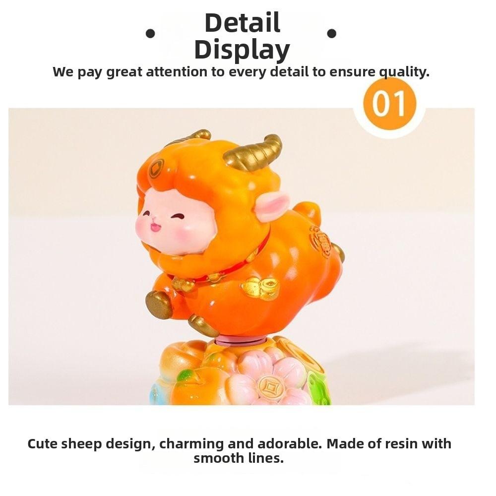 Exquisite Chinese Sheep Ornament Resin New Year Decoration Car Dashboard Ornament Table Decor