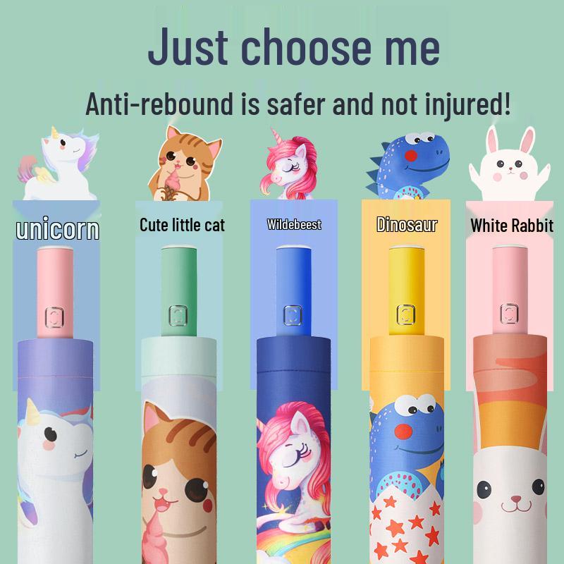 Children's Cute Print Auto Safety Anti-Rebound UV Protection Folding Parasol