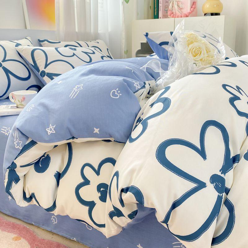 Sleep Grid 12868 Cotton Printed Four Piece Set
