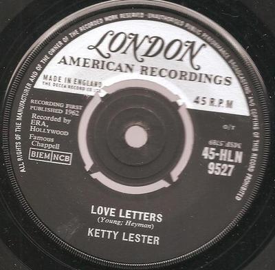 7inch Record KETTY LESTER  Love Letters 45HLN9527 London Records 1962 UK Pop Used