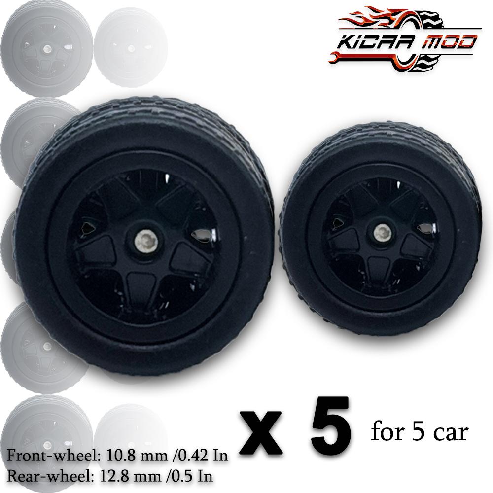 1/64 Vordere Kleine Hintere Große Räder Mit Abnehmbaren Gummireifen Fünfzackige Speichen Modellautos Tuning Teile Für Hotwheels (5 Sätze)