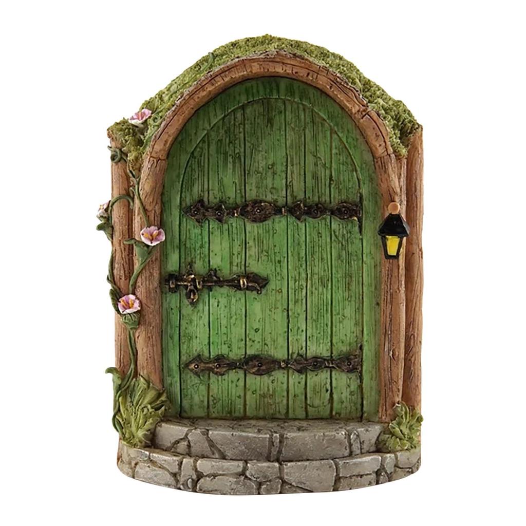 Double Layer Wooden Elf Fairy Door Decoration for Garden and Courtyard