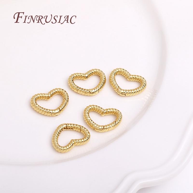 18K Gold Plated Oval/Heart Carabiner Spring Clasps Push In Gate Lock Jewelry Clasp For DIY Handmade Jewelry Making Accessories
