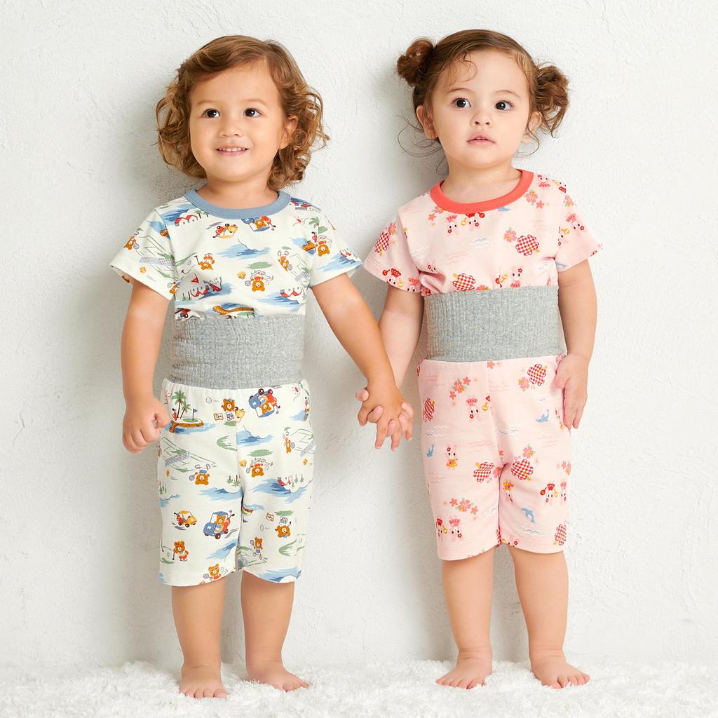 MIKIHOUSE HOT BISCUITS Short Sleeve Pajamas for Boys and Girls, Baby, Kids, Multicolor, 110cm, 70-7336-147