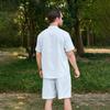 Stand-up Collar Button Short-sleeved T-shirt, Shirt And Shorts Set