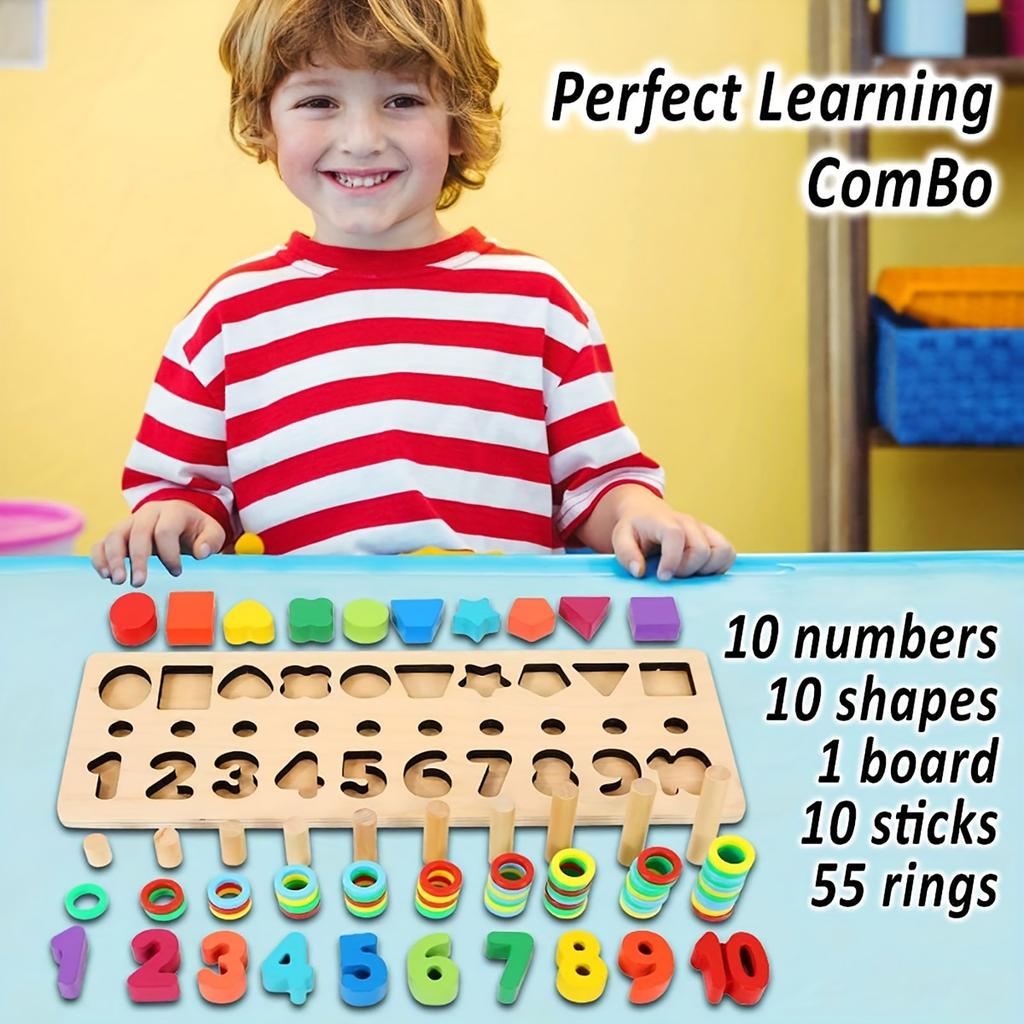 76pcs Deluxe Learning Toy Set - Shape Sorting, Math Stacking , And Puzzle Toys For Toddlers Perfect Gift For Preschool Education
