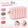 Striped Cosmetic Bag Large Capacity Travel Pouch Reusable Toiletry Pouch  Daily Use