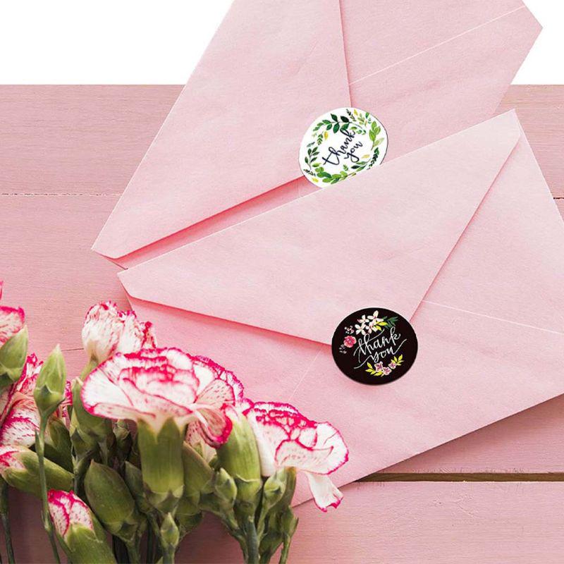 500Pcs Handmade Thank You Stickers Flowers Labels For Wedding Nice Party