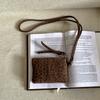 PU Leather Suede Coin Purse Shoulder Bag Hanging Neck Lanyard Wallet Makeup Storage Korean Style Mini Storage Bag Travel
