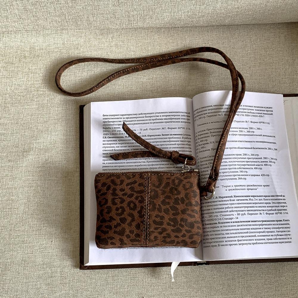 PU Leather Suede Coin Purse Shoulder Bag Hanging Neck Lanyard Wallet Makeup Storage Korean Style Mini Storage Bag Travel