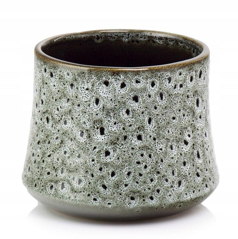 Vintage Ceramic Flower Pot Round Embossed Planter
