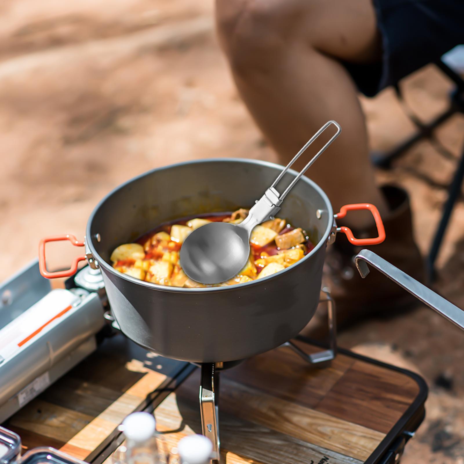 

Soup Ladle Metal Spoon Foldable Soup Ladle Non-Slip Meal Prep Tool Outdoor Utensil Cookware For Travel RV Kitchen Hiking Picnic CN