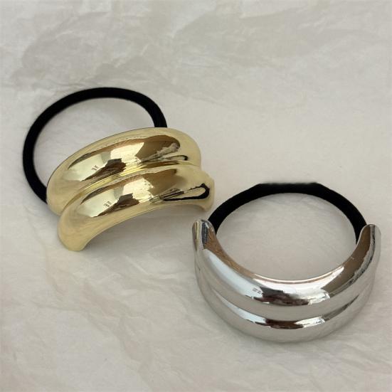 Women Headband Geometric Metal Decor High Elastic Hair Tie Versatile Styling Hair Rope Hair Accessories