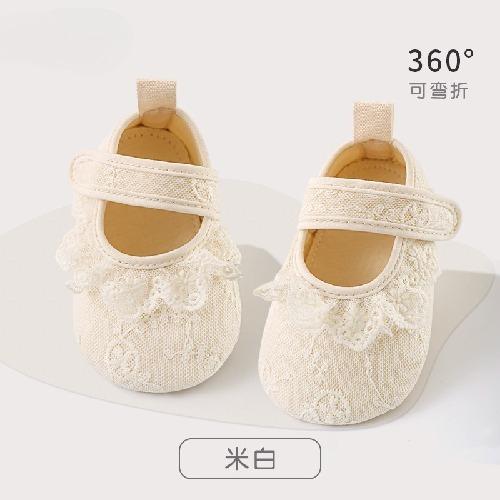 

White Lace Ruffles Summer Infant First Walkers 0-1 Year Baby First Walkers Girls Cute Kawaii Beige Lace Toddler Soft-soled Shoes 0-6 Months
