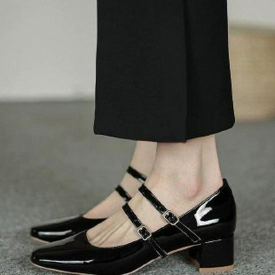 Plus Size Retro Chunky Heel Mary Jane Shoes - Summer Fashion Women's Mid-Heel Square Toe