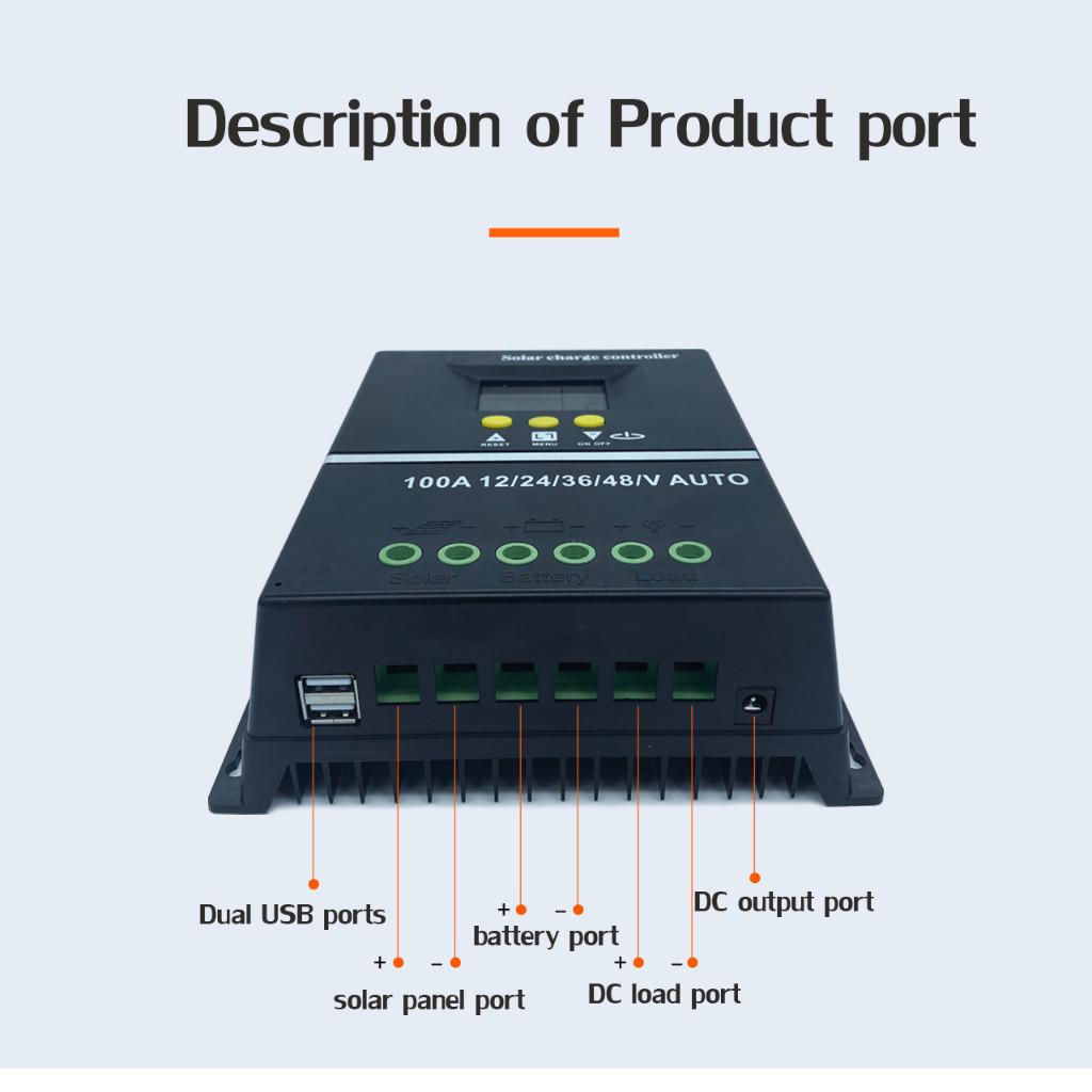 30A/ 60A/100A 12V 24V 36V 48V Battery Charger with LCD MPPT AUTO Solar controller