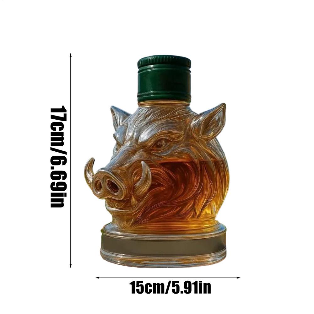 Whiskey Decanter Glass Animal Head Jug Wine Decanter Wild Boar Bottle Ornament Glass Whiskey Bottle Office Home Decor