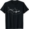 Great White Shark Shark Line Art Fish Art Marine Biologist T-Shirt