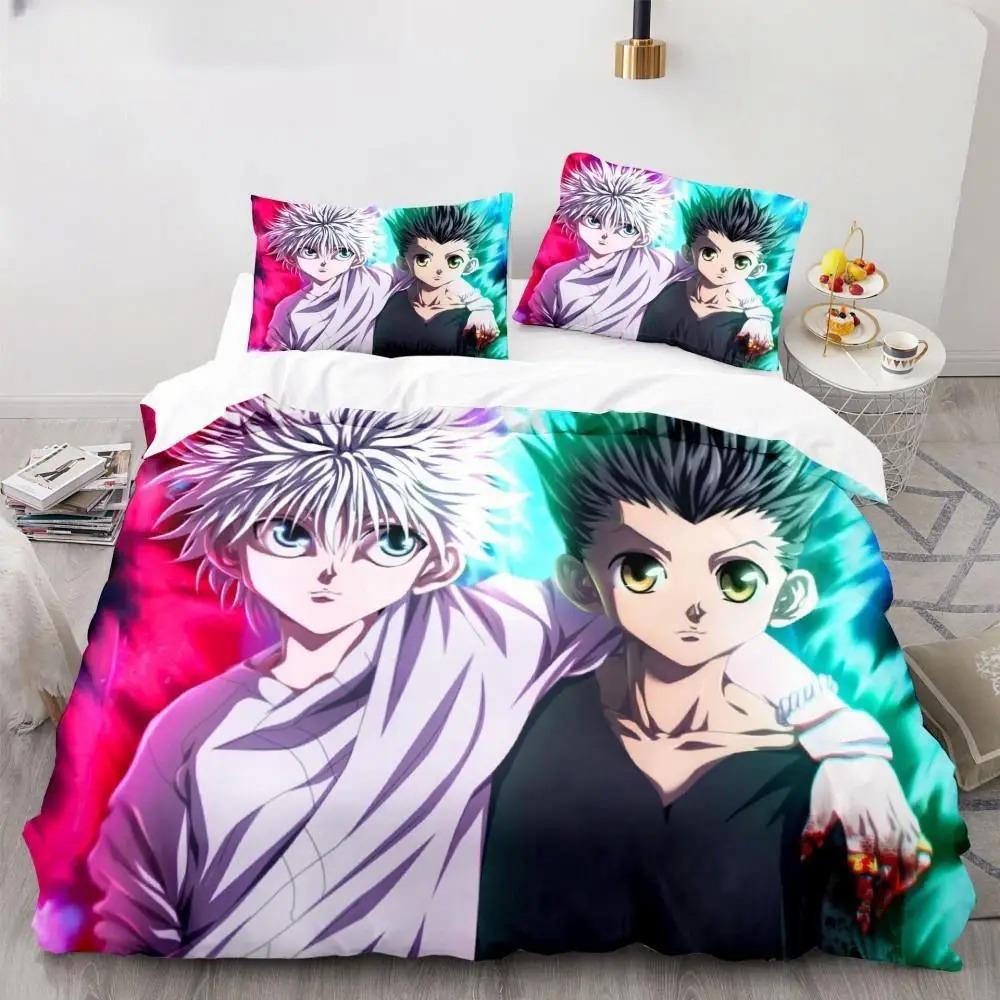 Hunter X Hunter Nadruk 3D Zestaw Poszwy na Kołdrę Zestaw Pościeli Japońskie Anime Twin Queen King Poszwa na Kołdrę Poszewki na Poduszki Dekoracja Domu