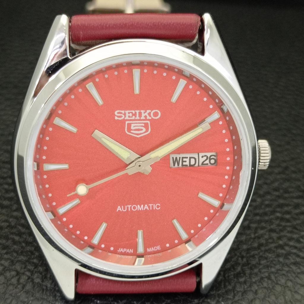 REFURBISHED VINTAGE SEIKO 5 AUTOMATIC 6309A JAPAN MENS RED DIAL WATCH A701708-5 R206c-a701708