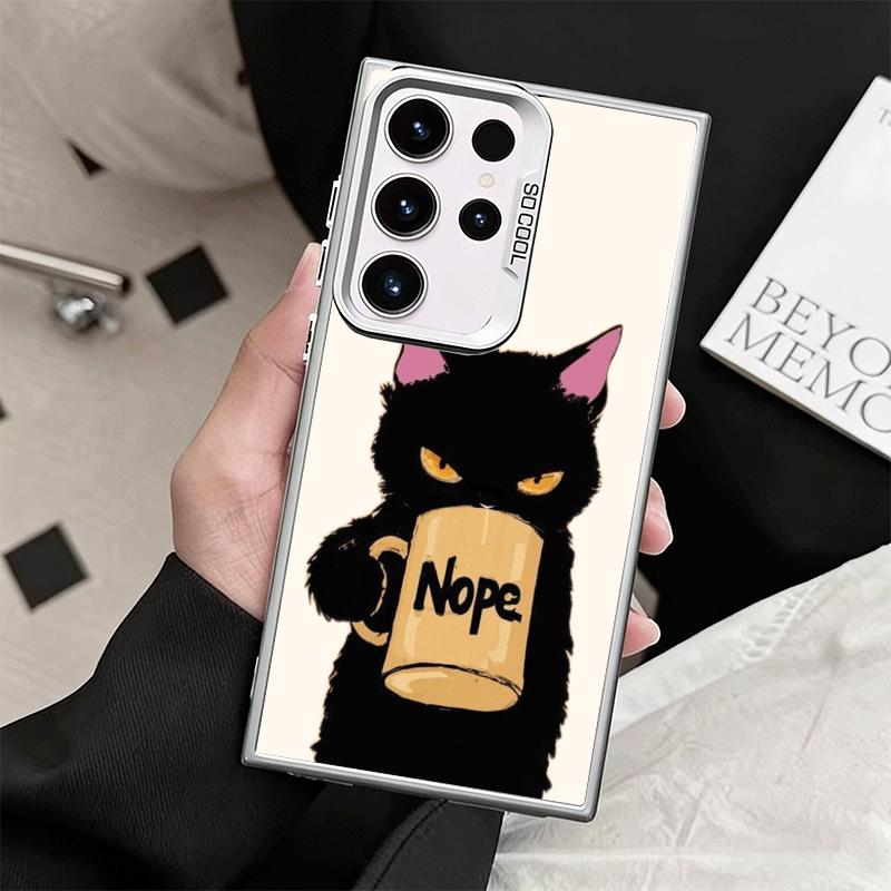 Black Cat Cartoon Cute Shockproof Phone Case for Samsung Galaxy S26 Edge S25 Ultra S24 FE S23 Plus S21 Cover Anti Fall Fundas