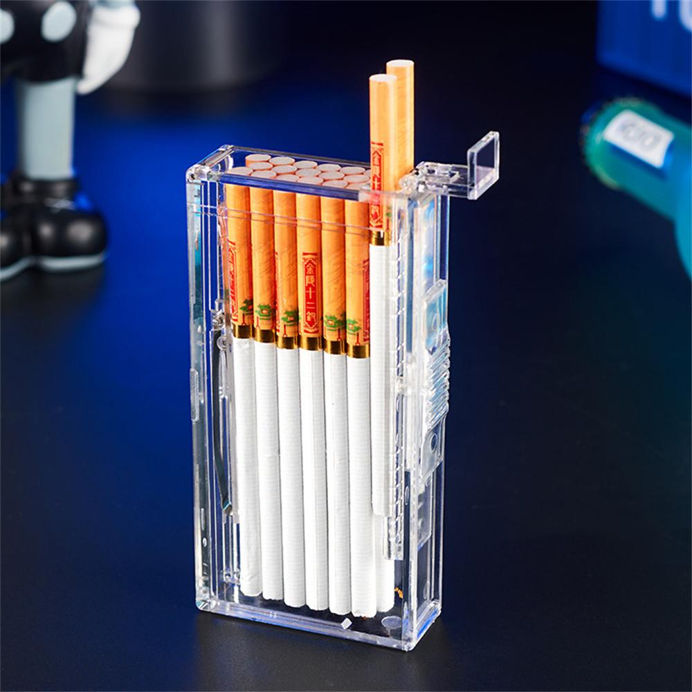 1pcs Fashion Creative Transparent Automatic Pop-Up Cigarette Case Best-Selling Cigarette Case Fine Smoke 20 Sticks Pink