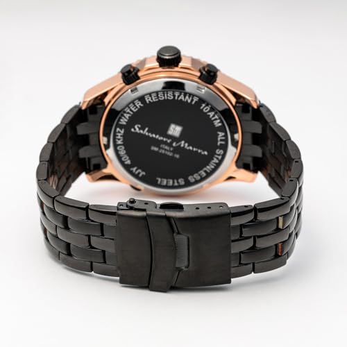 Salvatore Marra Men's Solar-Powered Radio-Controlled Watch, Analog Quartz Movement, Waterproof, PGBK, Limited Edition [Parallel Import]